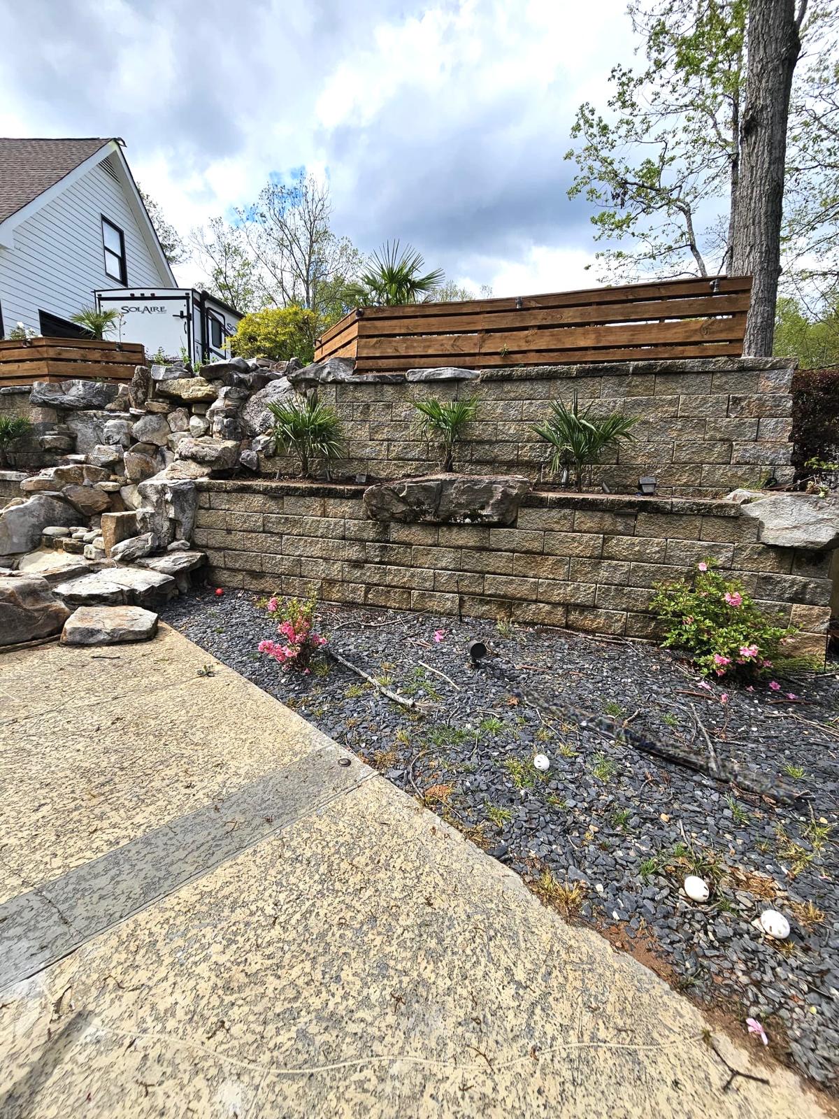 Hardscape budget planning Canton GA — retaining wall and patio by Kaizen Scapes